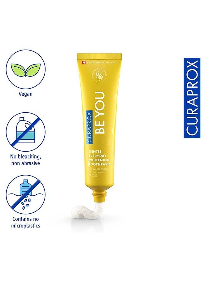 CURAPROX - معجون أسنان كورابروكس بي يو بالجريب فروت + البرغموت أصفر 60 مل - معجون أسنان لطيف للتبييض اليومي - خالٍ من كبريتات الصوديوم الصوديوم، وخالي من البلاستيك الدقيق، وخالي من التريكلوسان، ومعجون أسنان بالفلورايد - Image 1