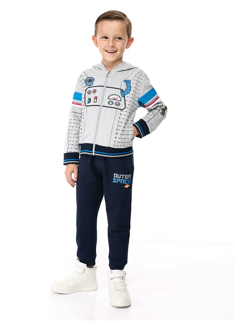 victor and jane Boys 2-Piece Fullzipper Hoody and Jogger Set  (2-5yrs) Grey Mil - Navy