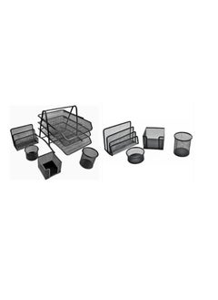 Generic Mesh Executive Desk Organizer 5-Piece Set - Black Metal Finish  - Image 3