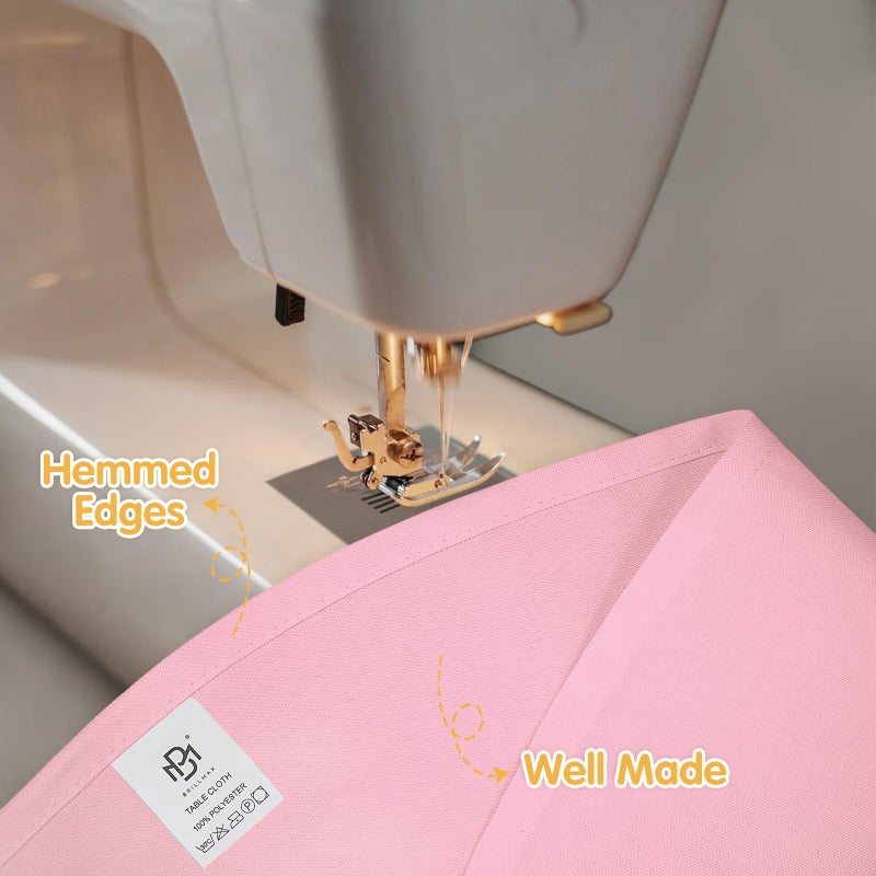 BRILLMAX 6 Pack Pink Round Tablecloths 120 Inch for 60â€ Tables - 150 GSM Polyester Fabric, Floor Length Drop, Water, Stain & Wrinkle Resistant Cloth Cover for Wedding Reception Banquet Dining - Image 4