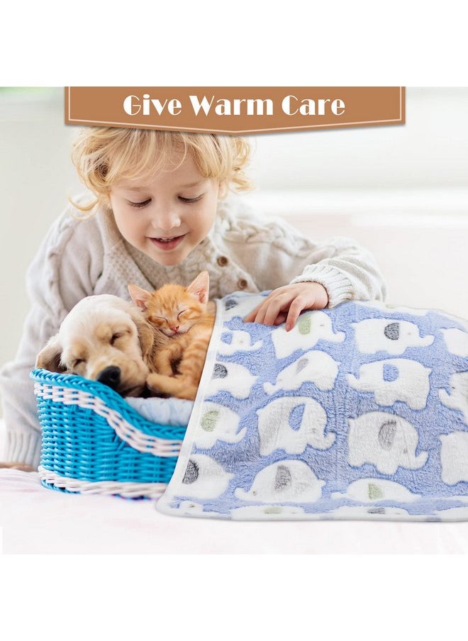 Tatuo 12 Pieces Puppy Blanket Warm Dog Cat Sleep Mat Pet Kitten Doggy Fleece Blankets with Cute Dog Paw Bone Star Elephant Patterns Printed Fluffy Blanket for Small Dog Cat Puppy (16 x 24 Inch)  - Image 3