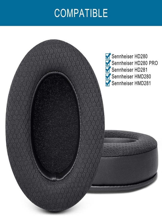 G GVOEARS وسادات أذن بديلة من G GVOEARS لسماعات Sennheiser HD280/HD280-13/HD280-Pro/HD281/HMD280/HMD280 Pro/HMD280-13/HMD281/HMD281 Pro، وسادات أذن مزودة برغوة ذاكرة مطورة - أسود - Image 2