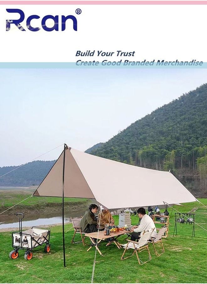 Rcan Outdoor UV Protection Camping Canopy Tent Waterproof Sun Canopy Sunshade Sail Portable Packable Reusable Suitable for Camping Picnic Travel Fishing 118x196 Inches  - Image 2