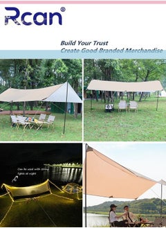 Rcan Outdoor UV Protection Camping Canopy Tent Waterproof Sun Canopy Sunshade Sail Portable Packable Reusable Suitable for Camping Picnic Travel Fishing 118x196 Inches  - Image 5