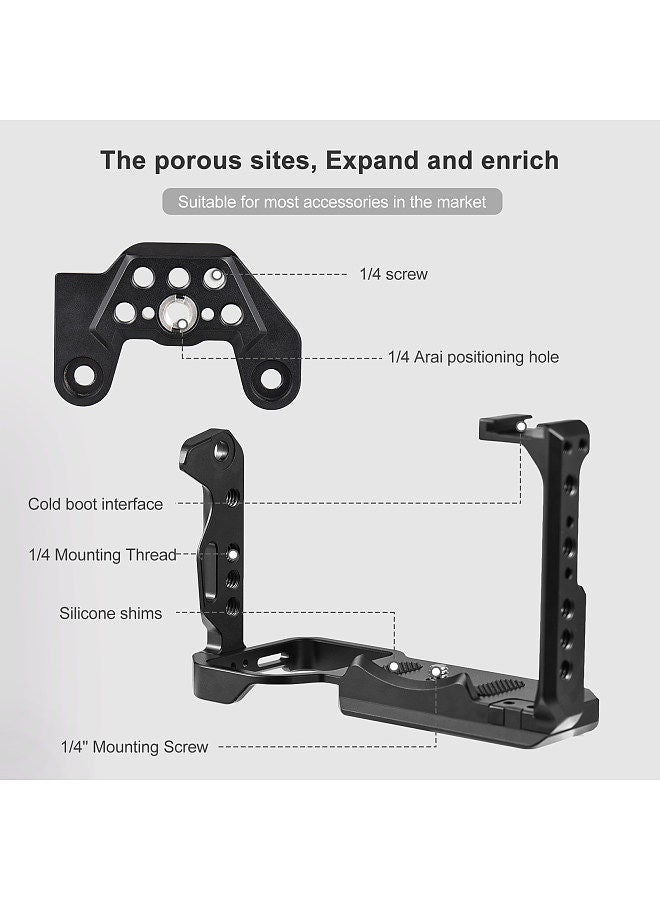Handheld Camera Cage Aluminum Alloy with Cold Shoe Mount Numerous 1/4in And 3/8in Threaded Holes Compatible with SONY FX3/ FX30 Camera  - Image 3