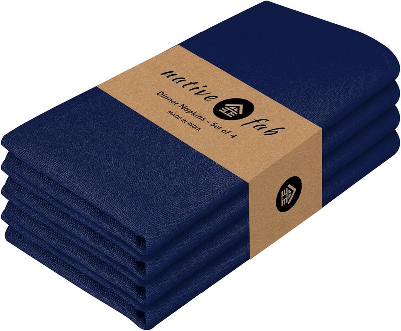 Native Fab Solid Cloth Napkin Set of 4 100 Cotton Washable Reusable Dinner Cloth Napkin 17x17 inches Table Decor Napkins for Dinner Events Ink Blue - Image 1