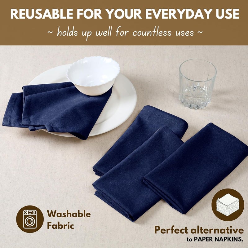 Native Fab Solid Cloth Napkin Set of 4 100 Cotton Washable Reusable Dinner Cloth Napkin 17x17 inches Table Decor Napkins for Dinner Events Ink Blue - Image 5
