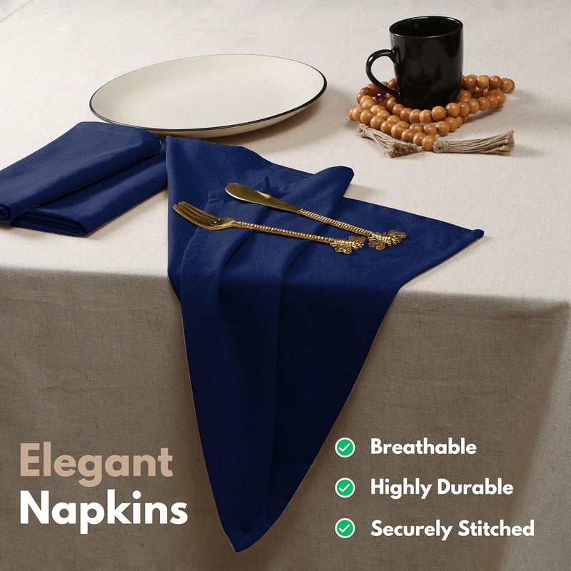 Native Fab Solid Cloth Napkin Set of 4 100 Cotton Washable Reusable Dinner Cloth Napkin 17x17 inches Table Decor Napkins for Dinner Events Ink Blue - Image 2