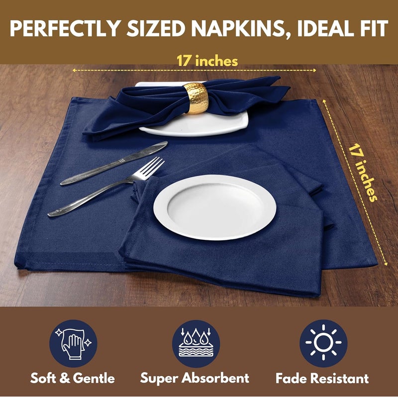 Native Fab Solid Cloth Napkin Set of 4 100 Cotton Washable Reusable Dinner Cloth Napkin 17x17 inches Table Decor Napkins for Dinner Events Ink Blue - Image 3