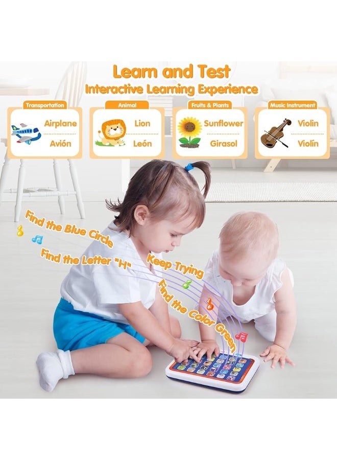 PLAY Spanish  English Learning Tablet for Toddlers 13 Kids Bilingual Interactive Alphabet ABC Letters Words Color Learning Toys Tablets Educational Toy for 2 Year Old Kids Babies 18 Month - Image 5