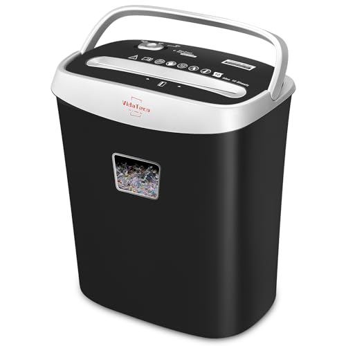 VidaTeco10-Sheet Home Shredder, Cross-Cut Paper Shredder Shreds Paper/Card/Staple/Clip Small Office Shredder Machine, High Security Level P-4 Jam Proof System 15L Liftout Basket - Image 1