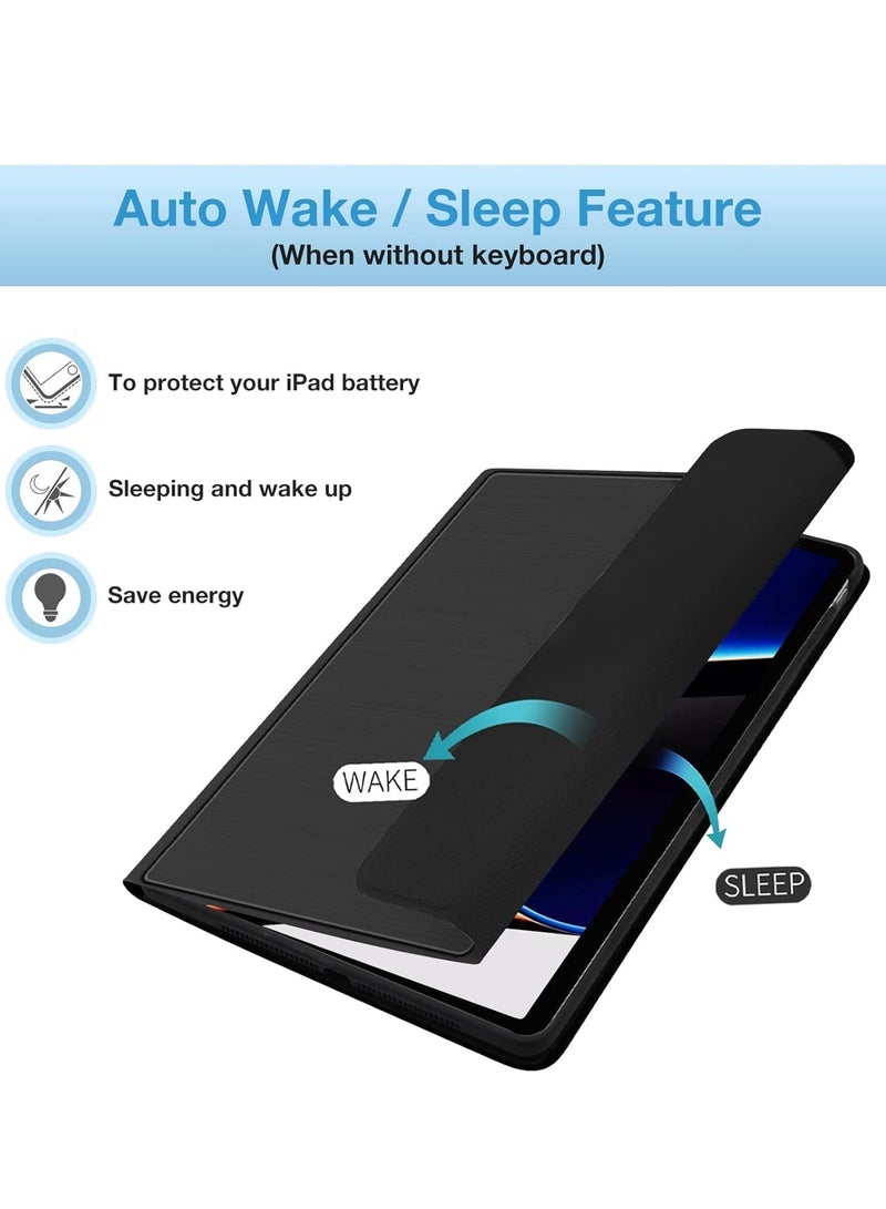 ELTRAZONE Case for iPad Air 13-inch (M2, 2024) & iPad Pro 12.9" (6th/5th/4th/3rd Gen) – Detachable Wireless Bluetooth Keyboard, Slim Folio Smart Cover with Pencil Holder, Black - Image 3