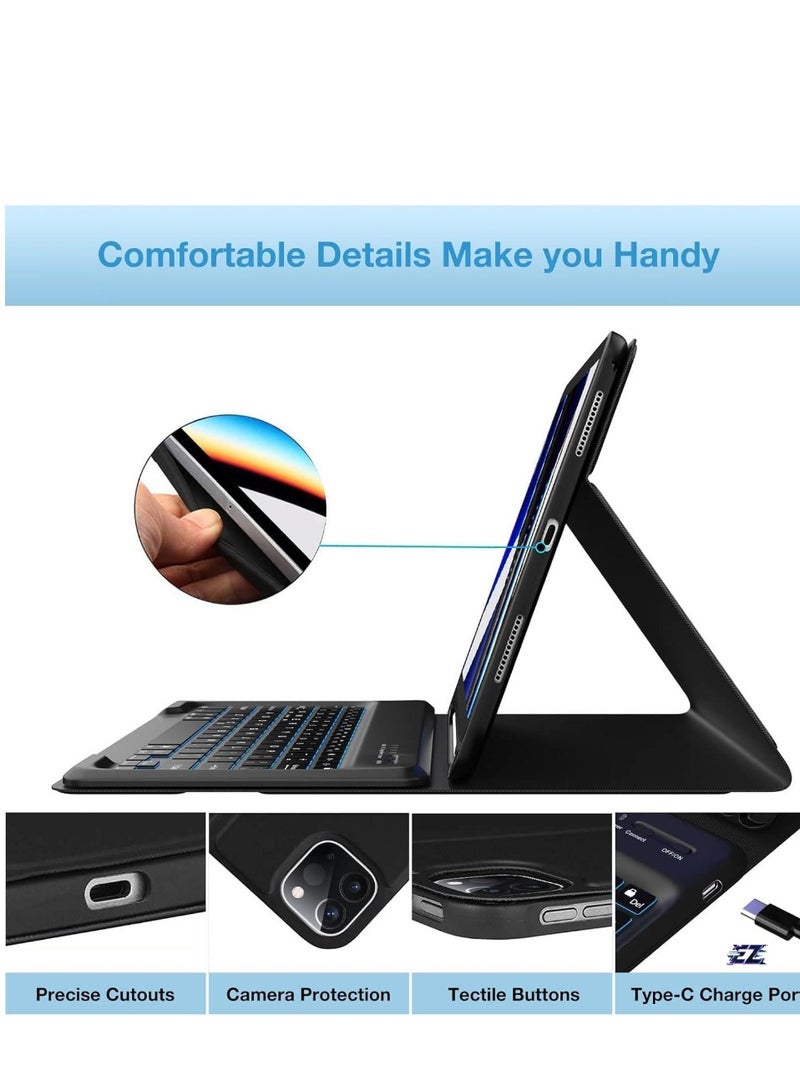 ELTRAZONE Case for iPad Air 13-inch (M2, 2024) & iPad Pro 12.9" (6th/5th/4th/3rd Gen) – Detachable Wireless Bluetooth Keyboard, Slim Folio Smart Cover with Pencil Holder, Black - Image 2