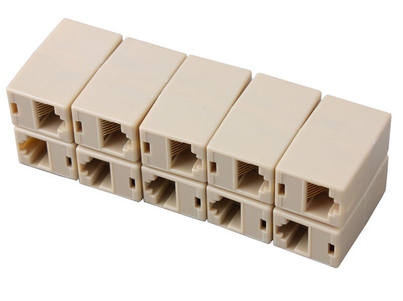 River Fox RJ45 CAT5E CAT6 Couple Plug Network Ethernet LAN Cable Jointer Connector Adapter for Computer Cables & Connectors (Pack of 10) - Image 1