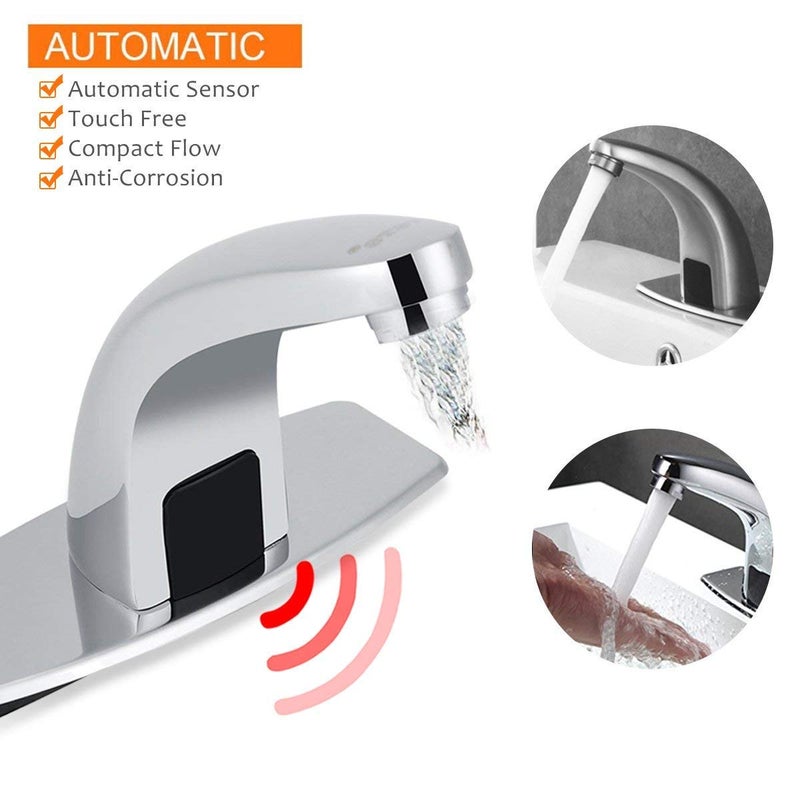 RFV1 Automatic Sensor Tap Touch Less Brass Water Sensor Tap Automatic Sensor Faucet Silver Chrome Finish for Washbasin Bathroom - Image 3