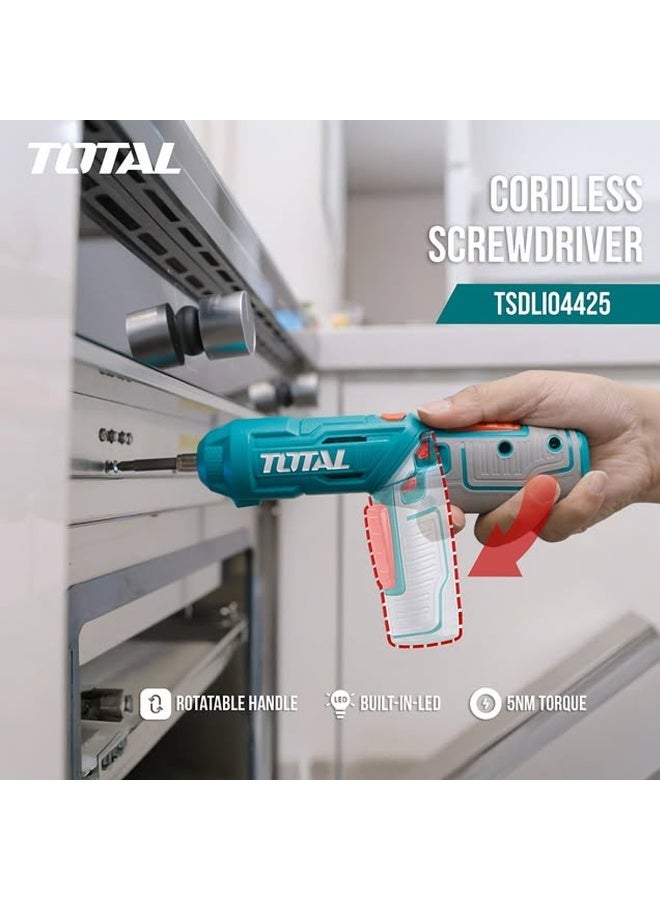 توتال طقم مفك براغي لاسلكي 4 فولت من TOTAL (موديل TSDLI04425) - مجموعة مفك براغي كهربائي قابل للشحن - Image 2