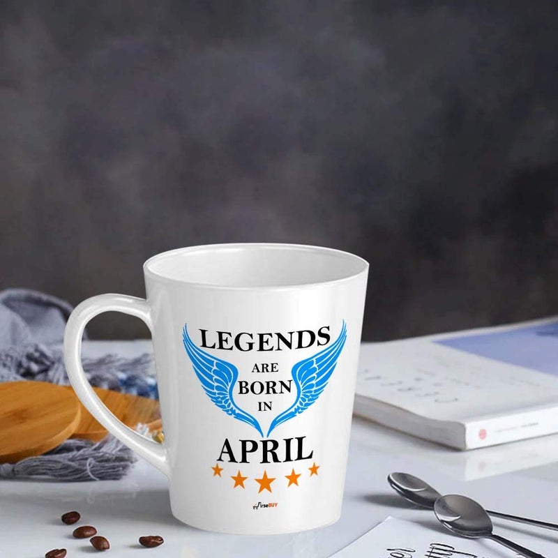 FirseBUY Legends are Born in April Funny Mug Gift for Him 12 Oz Ceramic Latte Coffee Mug Conical Shape - Image 3