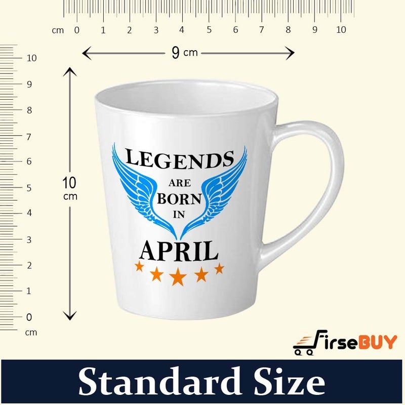 FirseBUY Legends are Born in April Funny Mug Gift for Him 12 Oz Ceramic Latte Coffee Mug Conical Shape - Image 4