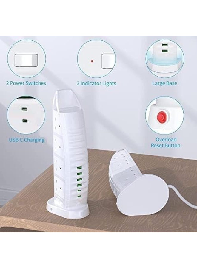 PowerMax Sailboat Extension Socket with 8 AC Outlets, 6 USB Fast Charging Ports - Image 3