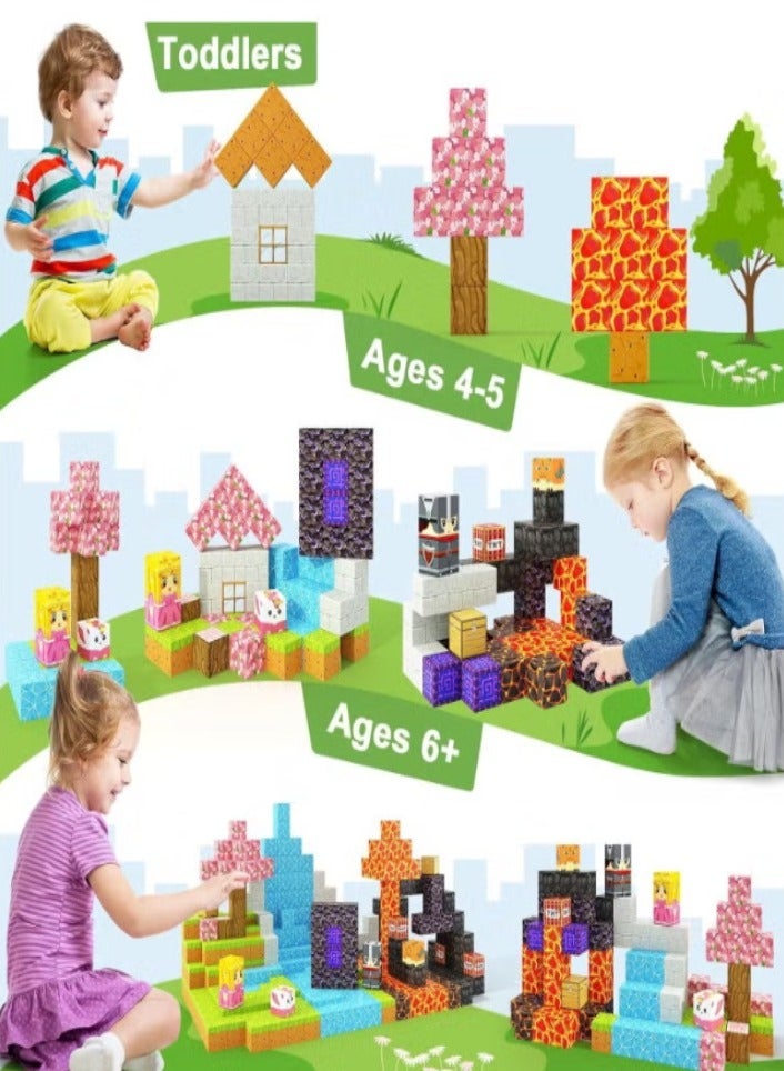 216PCS Magnetic Building Blocks for Kids – STEM Educational Construction Toys with Gameworld Adventures, Idea Booklet, Safe ABS Plastic, Montessori Gift for Boys & Girls Ages 3+  - Image 4