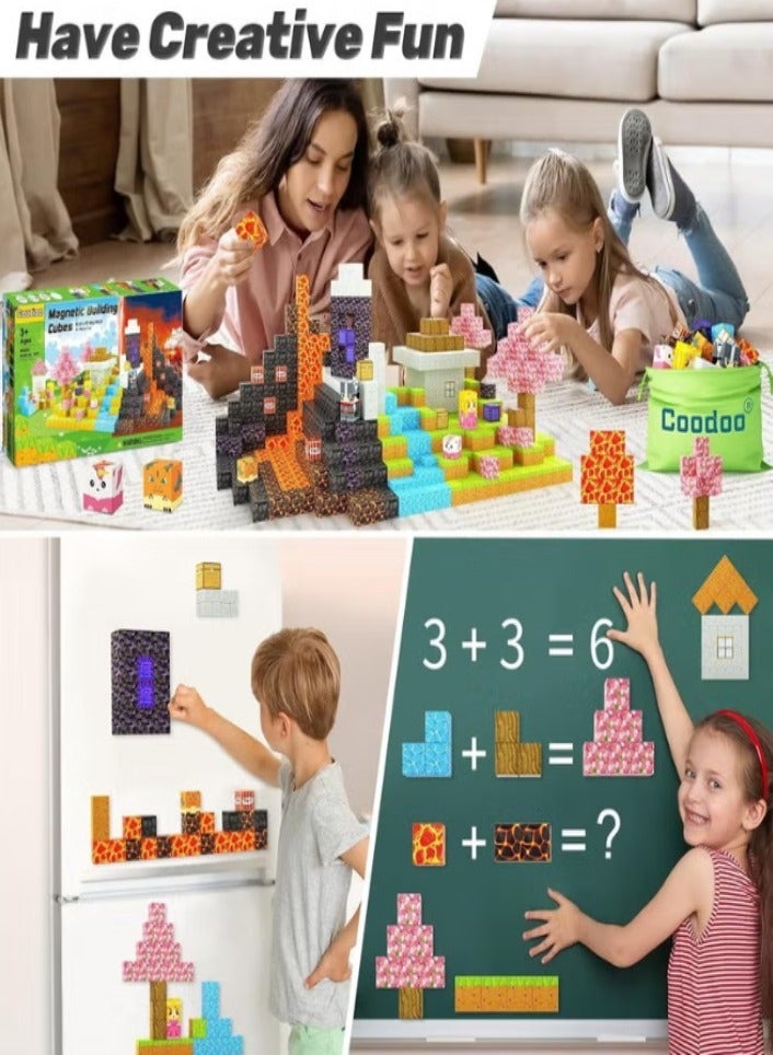 216PCS Magnetic Building Blocks for Kids – STEM Educational Construction Toys with Gameworld Adventures, Idea Booklet, Safe ABS Plastic, Montessori Gift for Boys & Girls Ages 3+  - Image 2
