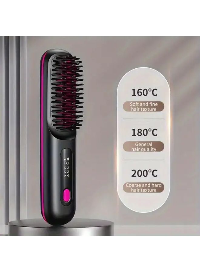 مشط فرد الشعر المحمول اللاسلكي الأسود، قابل للشحن عبر USB، مع تسخين سيراميك - Image 5