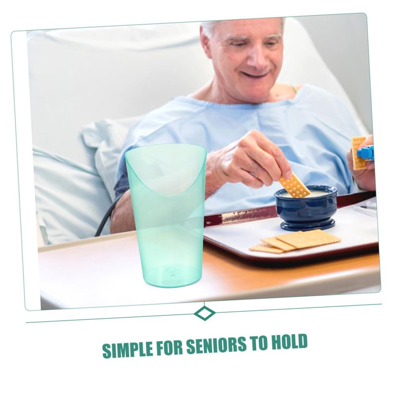 2pcs Non Spill Transparent Mug for Elderly Bedridden Patients Tilted Design Reusable Easy to Clean Caregiver Feeding Cup - Image 4
