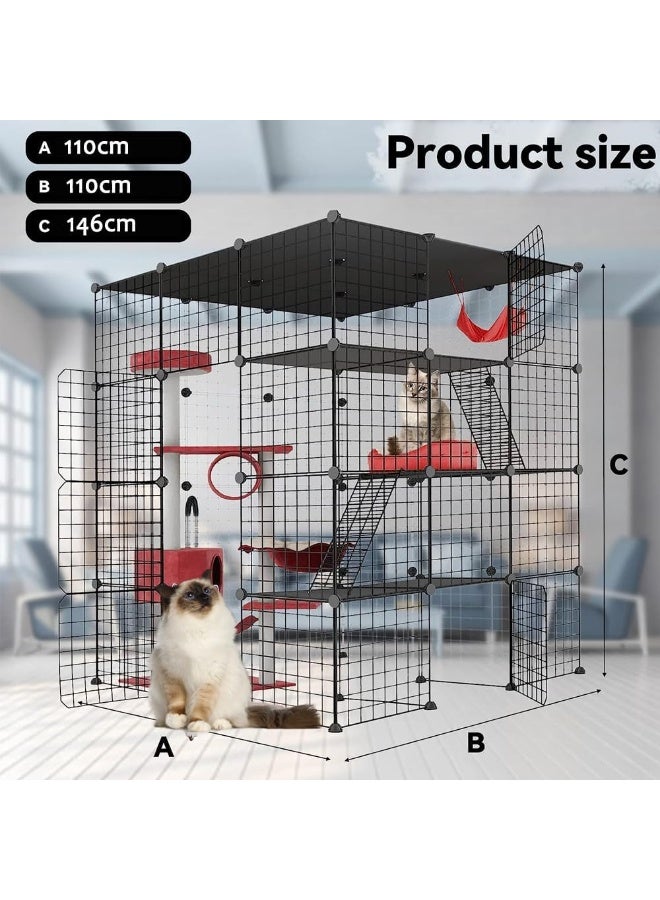 Neostyle Cat Cage Indoor, Detachable Metal DIY Pet Playpen, Portable Collapsible Pet Cat Cage Enclosure for Small and Medium Pets - Image 2