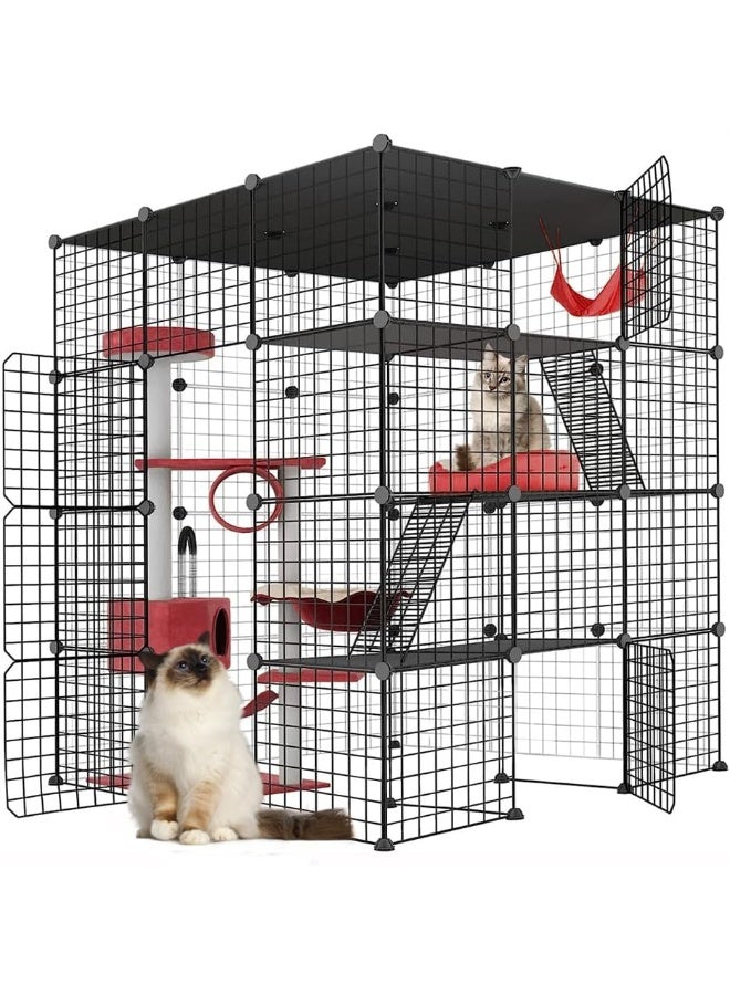 Neostyle Cat Cage Indoor, Detachable Metal DIY Pet Playpen, Portable Collapsible Pet Cat Cage Enclosure for Small and Medium Pets - Image 1