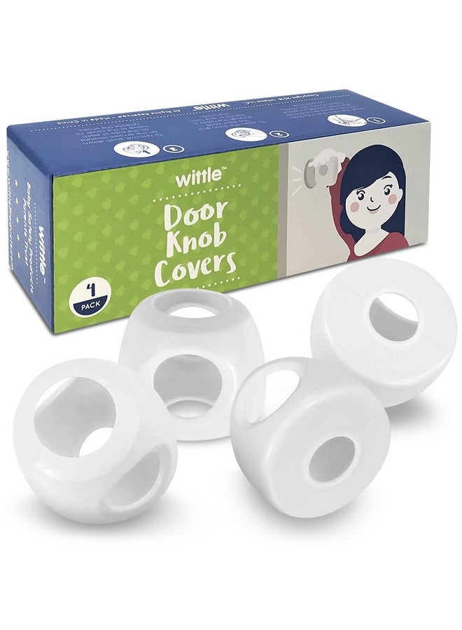 Wittle 4-Pack Childproof Door Knob Covers - Easy to Install Child Safety Door Knob Cover with No Tools Needed - Reusable, White Baby Proof Door Knob Covers - Door Safety for Kids Made Easy by Wittle - Image 1