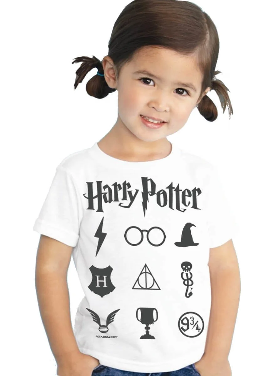 Rock&Roll HP Symbols White Short Sleeve Unisex Kids T-Shirt