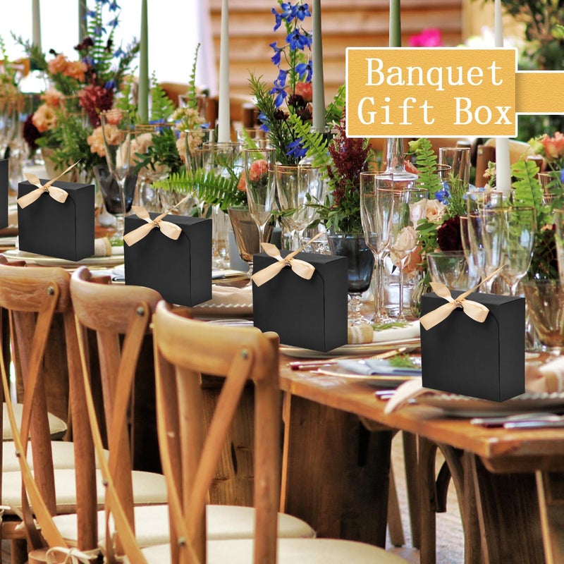 WLUSEAXI 12pack Small Gift Boxes with Lids for Presents, 4.5''x4.5''x2'' Black Gift Boxes with Ribbons, Party Boxes for Packaging Wedding, Present, Birthday, Holiday, Galentine's Day - Image 4