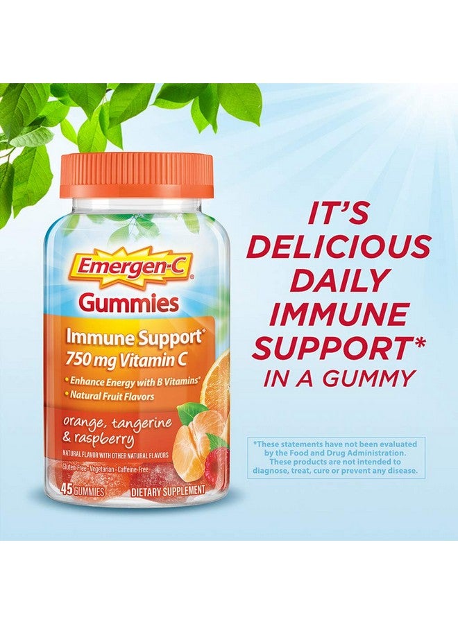 Emergen-C 750Mg Vitamin C Gummies For Adults Immunity Gummies With B Vitamins Gluten Free Orange Tangerine And Raspberry Flavors 45 Count - Image 5