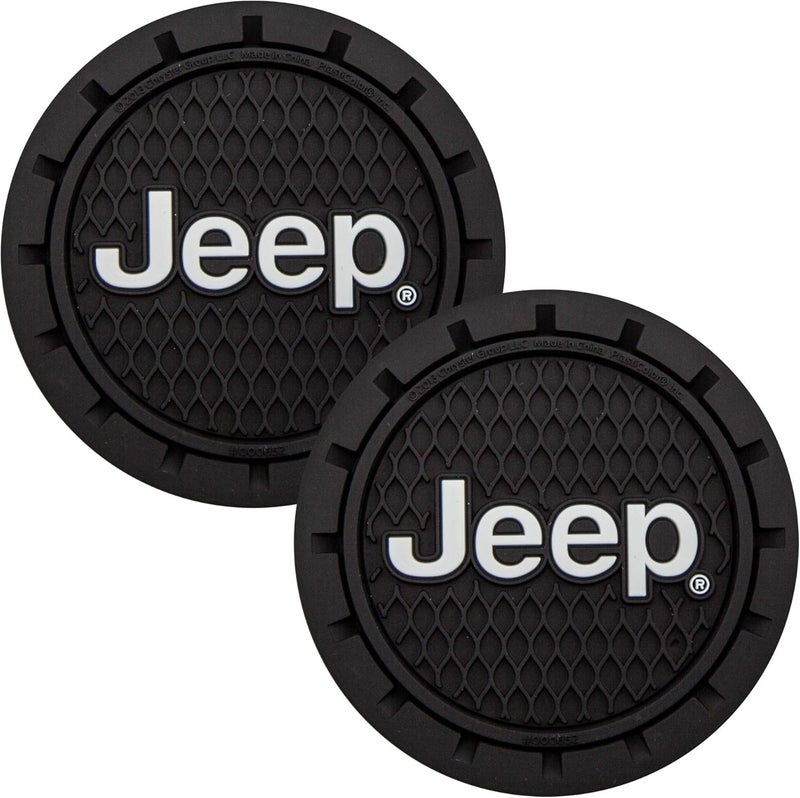 Plasticolor 000652R01 Jeep Logo Auto Car Truck SUV Cup Holder Coaster 2-Pack , Black - Image 2