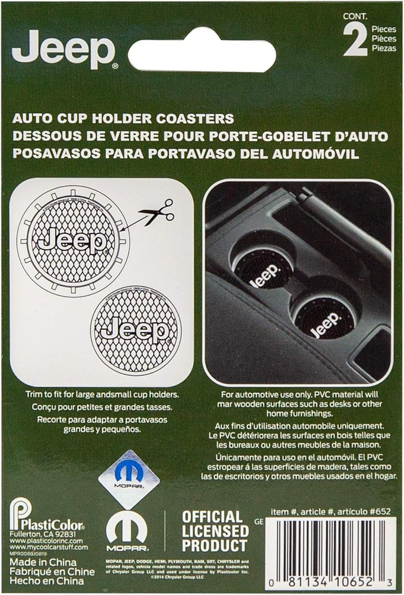 Plasticolor 000652R01 Jeep Logo Auto Car Truck SUV Cup Holder Coaster 2-Pack , Black - Image 4