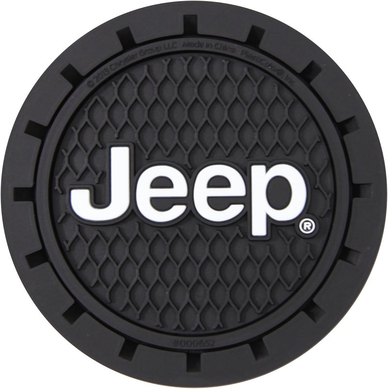 Plasticolor 000652R01 Jeep Logo Auto Car Truck SUV Cup Holder Coaster 2-Pack , Black - Image 1