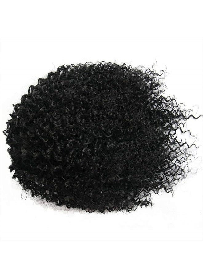 ROSESSEA - Short Afro Kinky Curly Ponytail Hair Piece for African American Ponytail Extension Synthetic Afro Kinky Curly Ponytail for Women (Black(1B#)) - Image 1