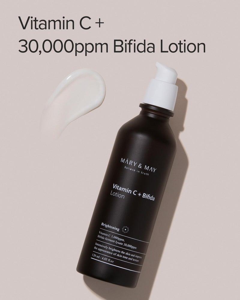 MARY & MAY Mary&May Vitamin C+ Bifida Lotion - Nourishing Face Lotion for Evens Skin Tone and Moisturization - 30,000ppm Bifida Fermentation with 1,000ppm Vitamin C, 4.06 fl.oz. - Image 2
