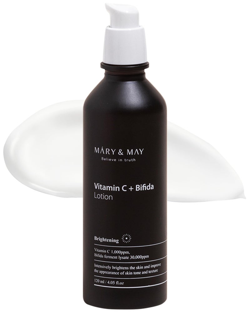MARY & MAY Mary&May Vitamin C+ Bifida Lotion - Nourishing Face Lotion for Evens Skin Tone and Moisturization - 30,000ppm Bifida Fermentation with 1,000ppm Vitamin C, 4.06 fl.oz. - Image 1
