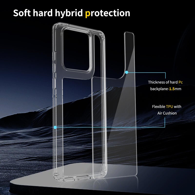 HuHa Case Cover For Motorola Edge 60 Fusion Scratchproof Acrylic TPU Phone Case(Transparent) - Image 5
