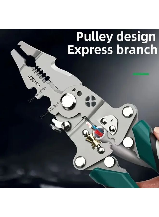 White Green Collapsible Wire Stripping Pliers Multi Functional Adjustable Cutter for Electrical Work - Image 3