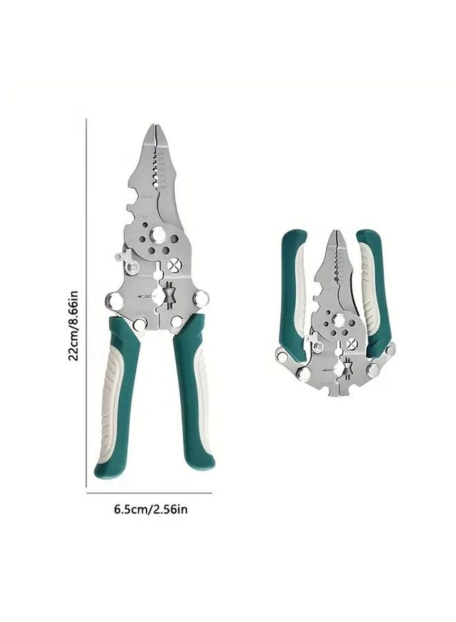 White Green Collapsible Wire Stripping Pliers Multi Functional Adjustable Cutter for Electrical Work - Image 4
