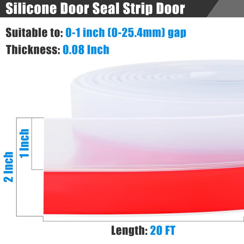 Kikerike Draft Seal Tape for Doors and Windows 2 in x 20 Ft Silicone Weather Stripping Extra Thick 2mm Door Seal Strip with Strong Adhesive Draft Insulation Stopper Side Seal - Clear - Image 2