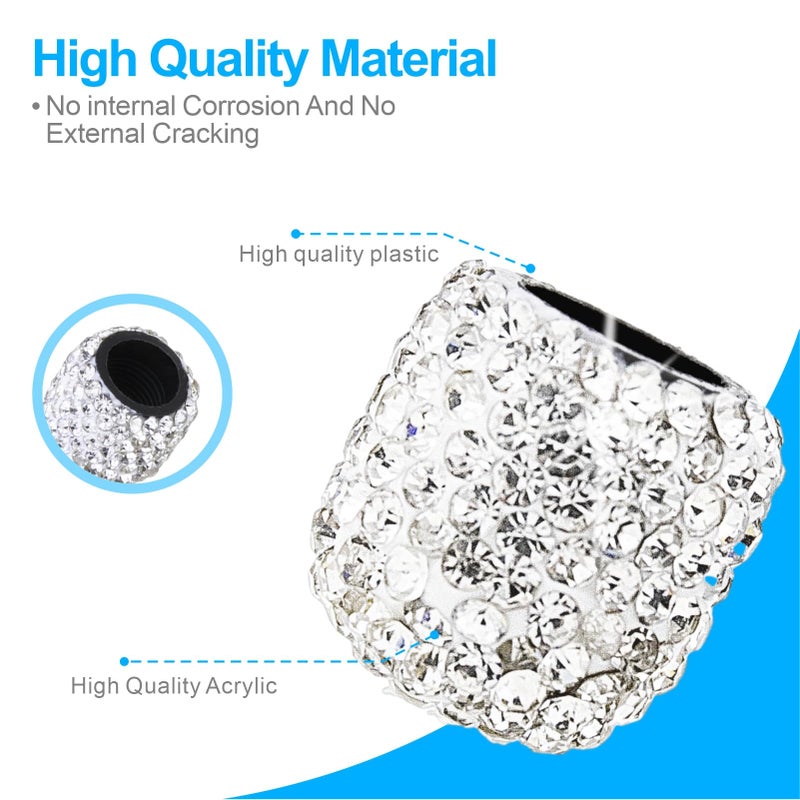 Hzjd Tire Valve Stem Caps  Handmade Crystal Rhinestone  White(4 Pack) - Image 2