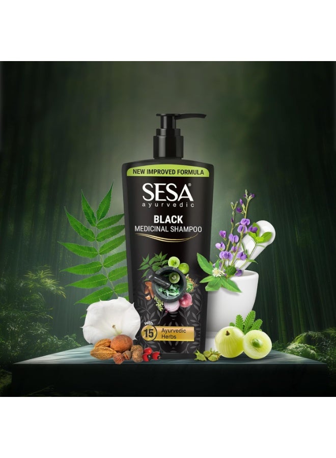 Sesa Ayurvedic Medicinal Shampoo Hairfall Control Anti Dandruff Shampoo Infused with 17 Ayurvedic Herbs Smooth & Shiny Hair For Men & Women - 500 ml or 16.90 oz - Image 4