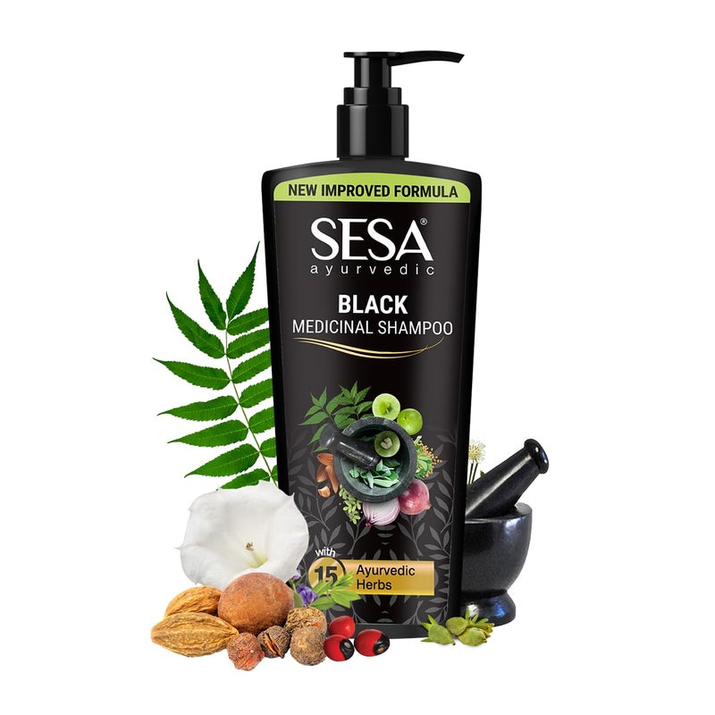 SESA Ayurvedic Medicinal Shampoo Hairfall Control Anti Dandruff Shampoo Infused with 17 Ayurvedic Herbs Smooth & Shiny Hair For Men & Women - 500 ml or 16.90 oz - Image 1