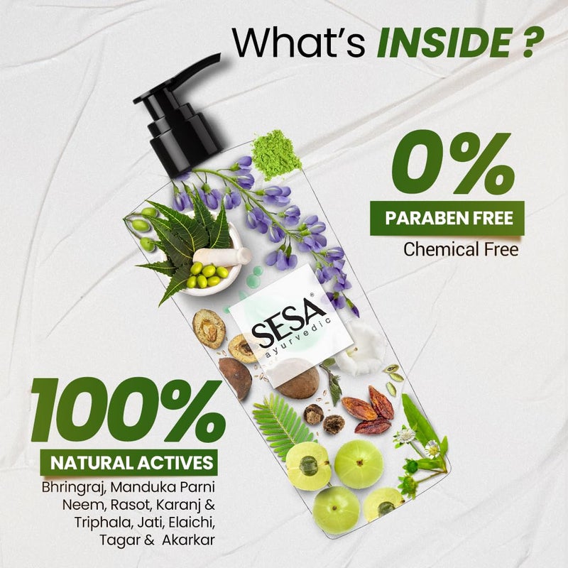 SESA Ayurvedic Medicinal Shampoo Hairfall Control Anti Dandruff Shampoo Infused with 17 Ayurvedic Herbs Smooth & Shiny Hair For Men & Women - 500 ml or 16.90 oz - Image 3