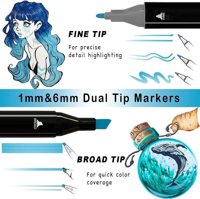 Corslet Markers كحول 80 لون أقلام فنية مزدوجة الطرف للأطفال والبالغين، أقلام تلوين ورسم للفنانين، أقلام طلاء مع حقيبة حمل - Image 2