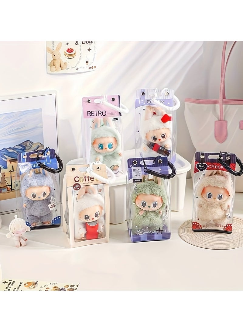 LABUBU 1pc  Transparent Dust-Proof Protective Storage Bag with Spring Keychain - High-Quality Clear Plastic Display Case for , CRYBABY u0026 Winter Rhapsody Plush Toys - Collectible Gift for Toy Enthusiast  - Image 2