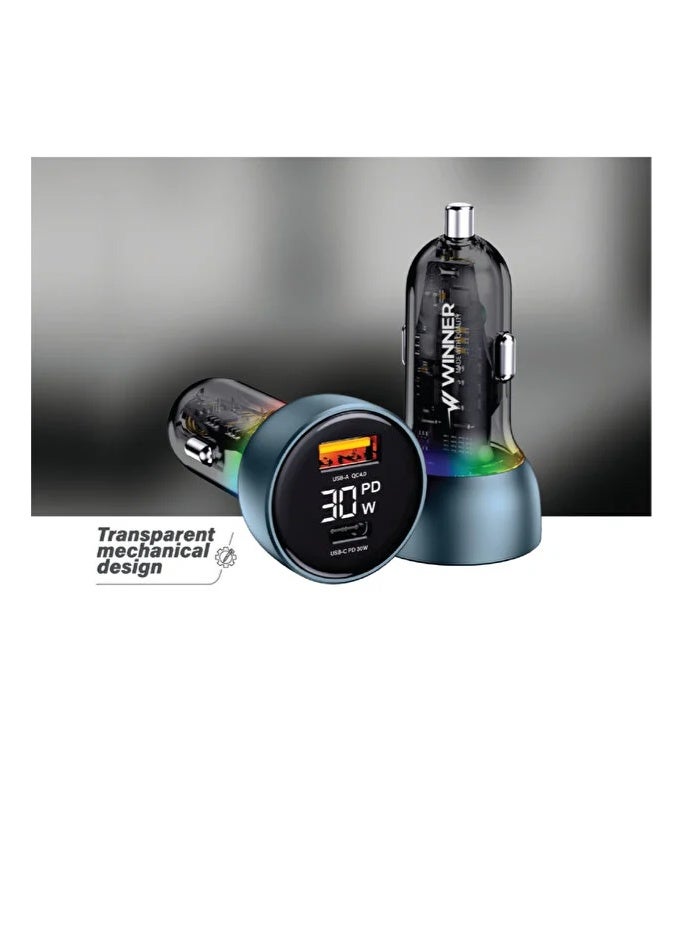 وي وينر شاحن سريع 45W + شاحن سيارة 48W مع 2 كابل شحن USB-C 60W – تقنية PD & QC شحن فائق السرعة - Image 3